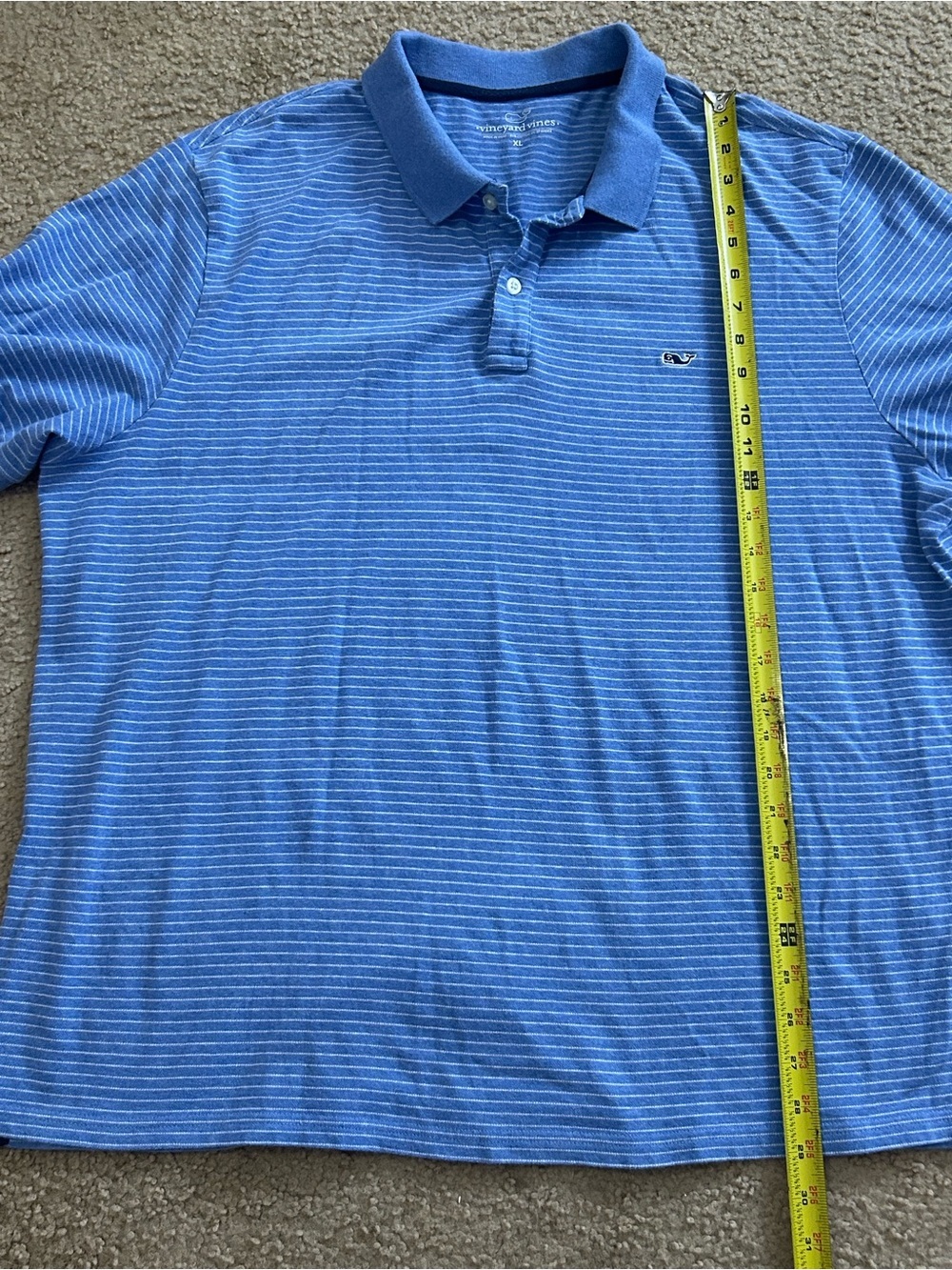 Vineyard Vines Blue Striped Polo Shirt Men’s XL Preppy Whale Pique Cotton Blend - Picture 8 of 8
